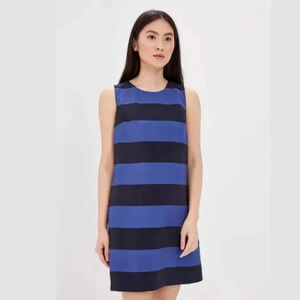 Banana Republic Size 4 Black Blue Striped Shimmered Shift Dress NEW!